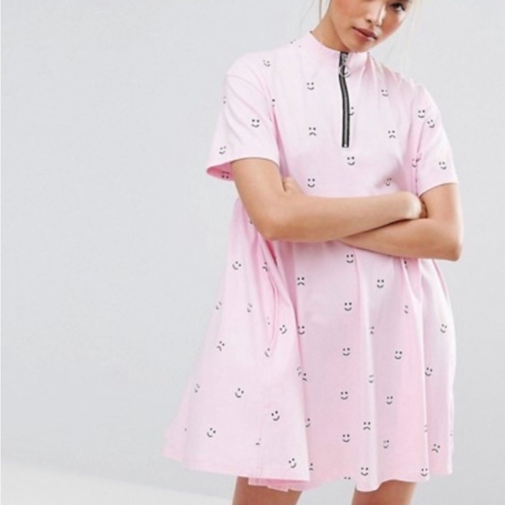 Lazy Oaf Smiley/Sad Zip Dress